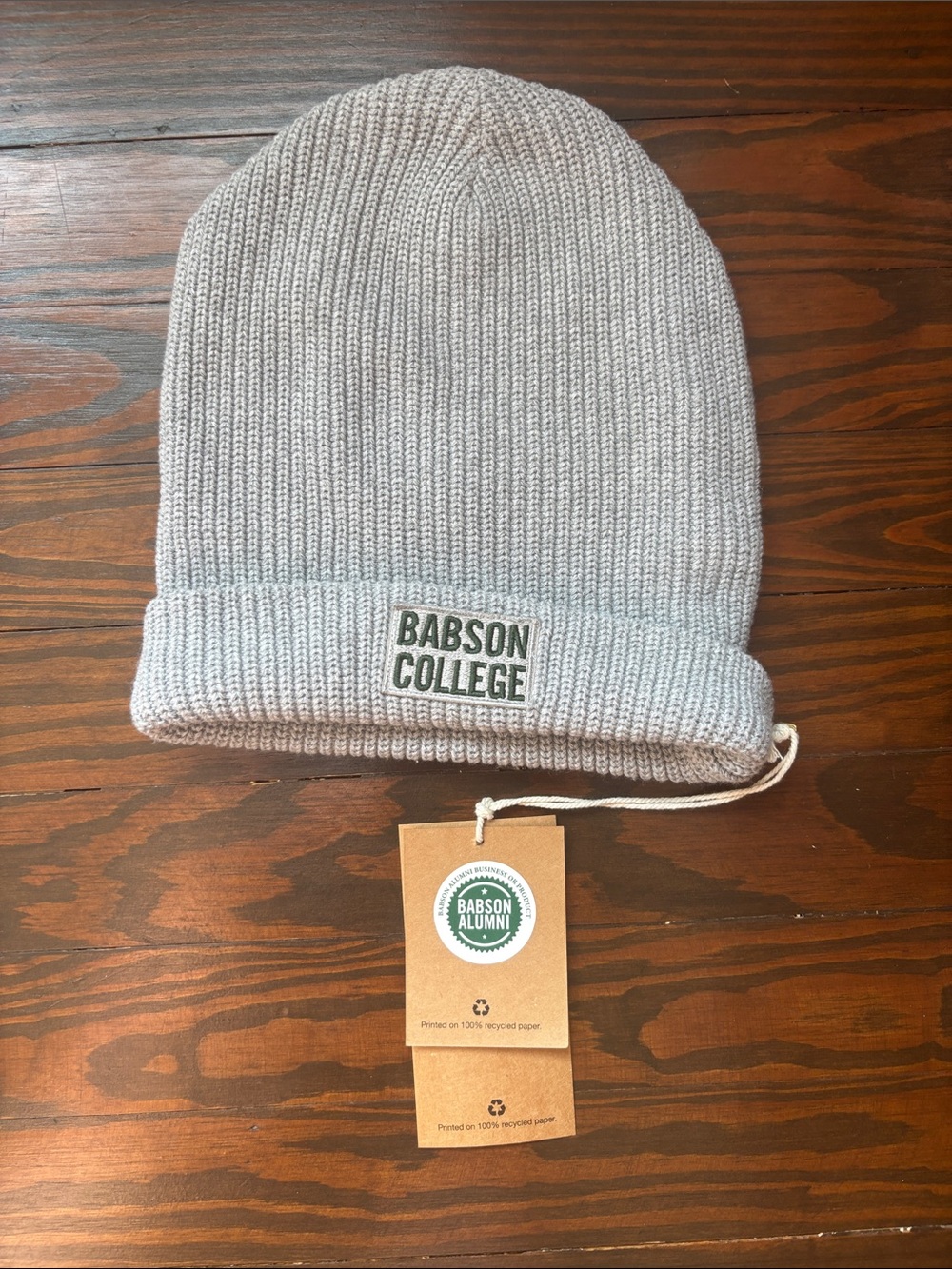 New Babson College Gray Beanie Knit Winter Hat
